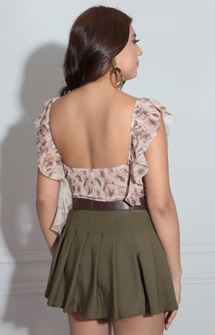 Pantiblusa beige con flores café