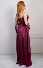 Vestido largo strapless drapeado de Boutiquemirel, vestido largo regular sin tirantes con elegante diseño drapeado en la parte superior