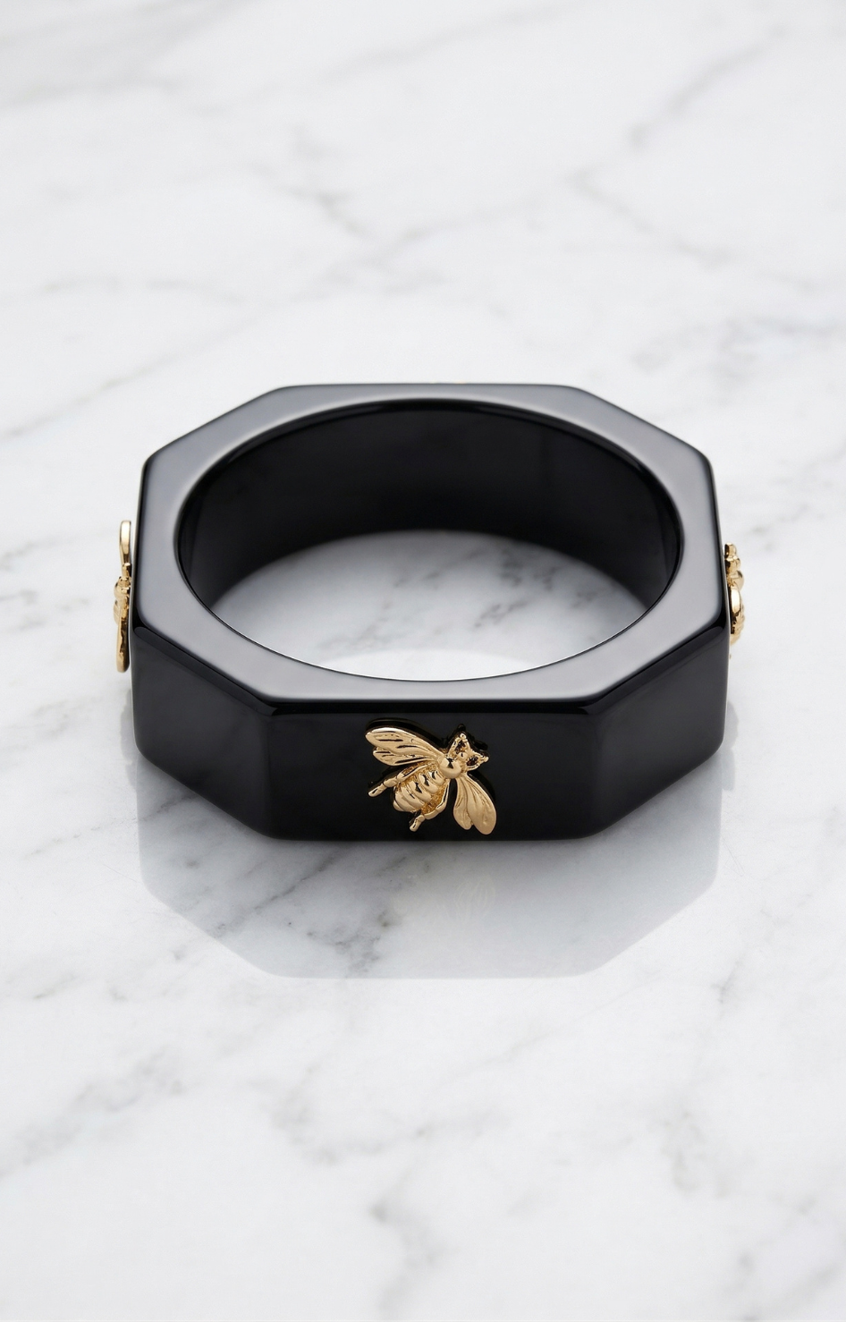 PulserA Negra Acrílica con Abeja Dorada - PULSERA Boutiquemirel 