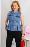 Blusa peplum de mezclilla