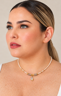Collar de piedra natural rosa Boutiquemirel con dije colgante decorativo