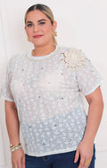 Blusa con flor bordada 3D - BLUSAS CURVY Boutiquemirel 