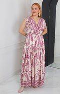 Vestido magenta estampado
