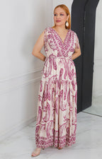 Vestido magenta estampado
