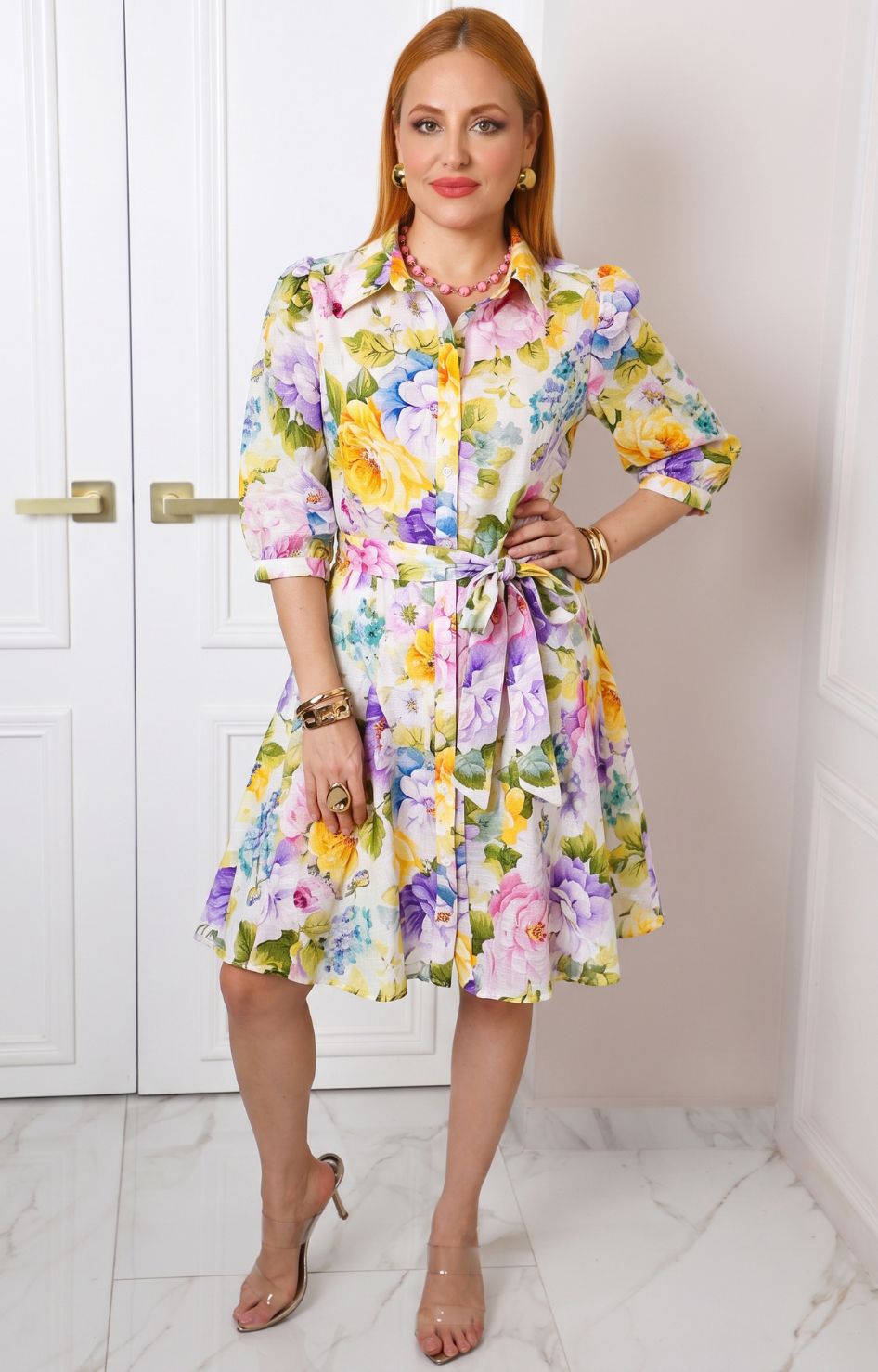 Vestido camisero con estampado floral