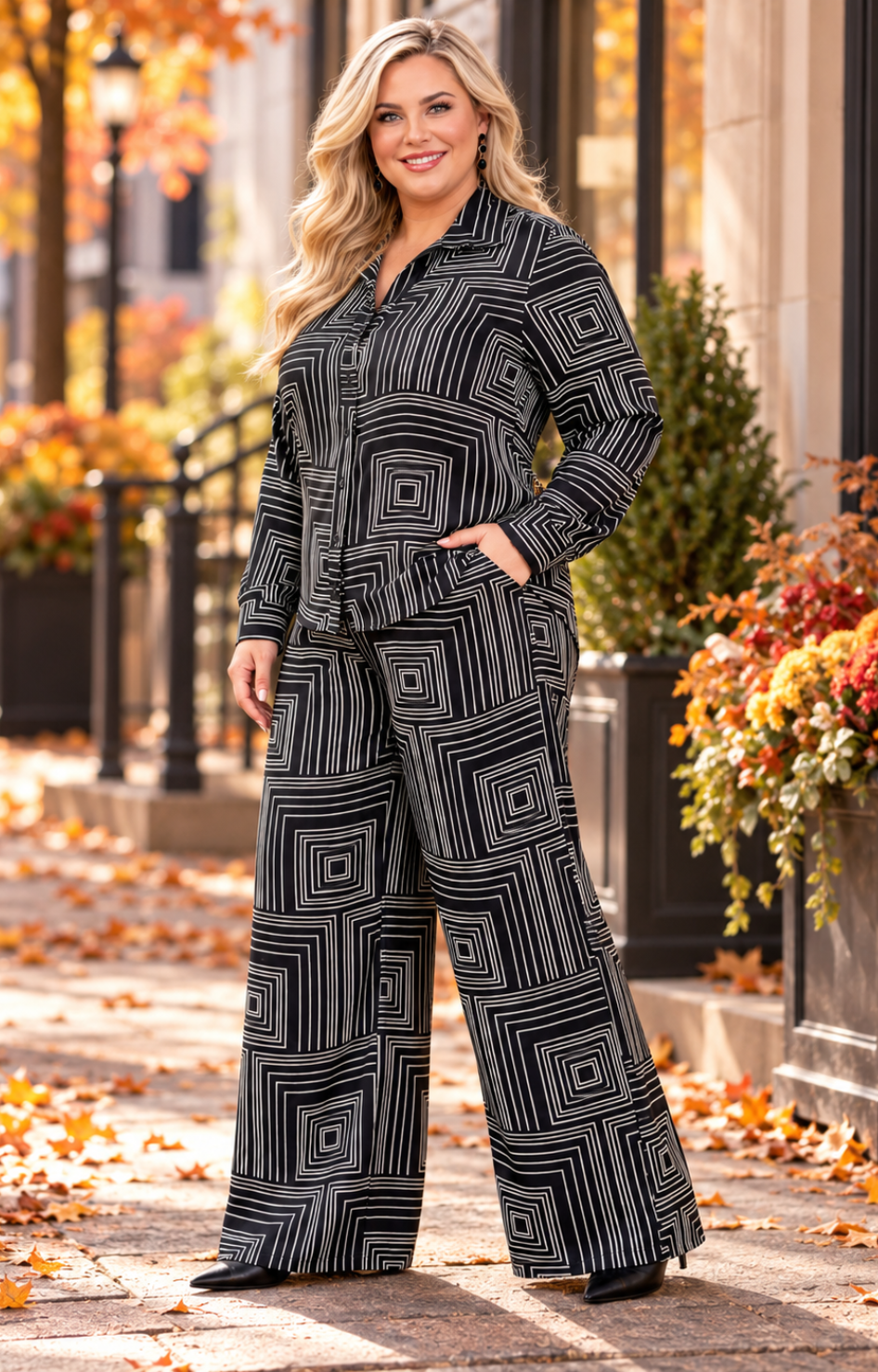 Conjunto negro estampado