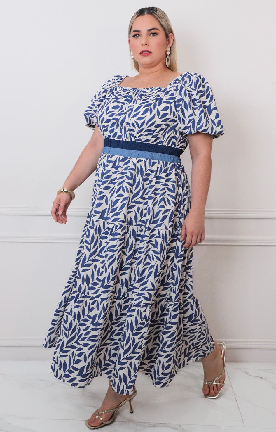 Vestido azul rey estampado - VESTIDO LARGO CURVY Boutiquemirel 