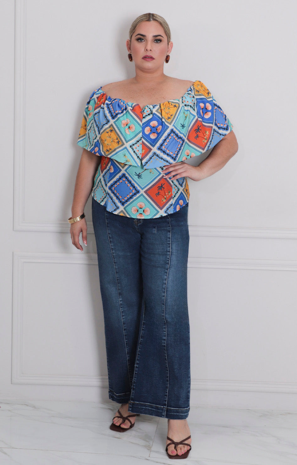 B*3-26*VERXY*JT0570-1*AQUA ESTAMPADO - BLUSAS CURVY Boutiquemirel 