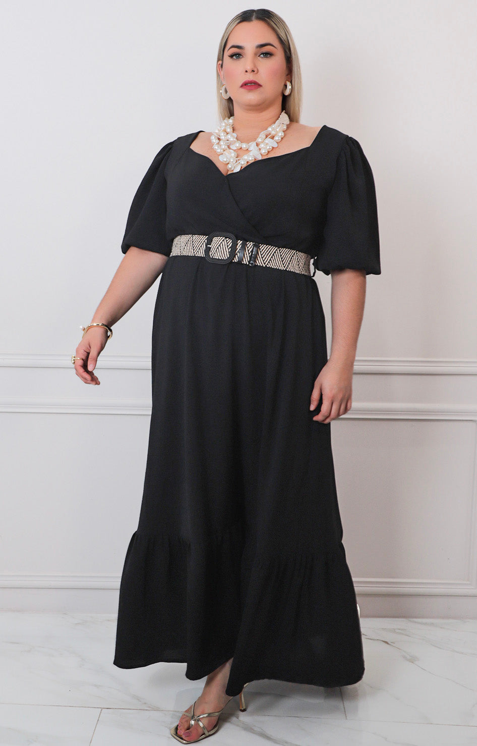 Vestido largo con cinturòn - VESTIDO LARGO CURVY Boutiquemirel 