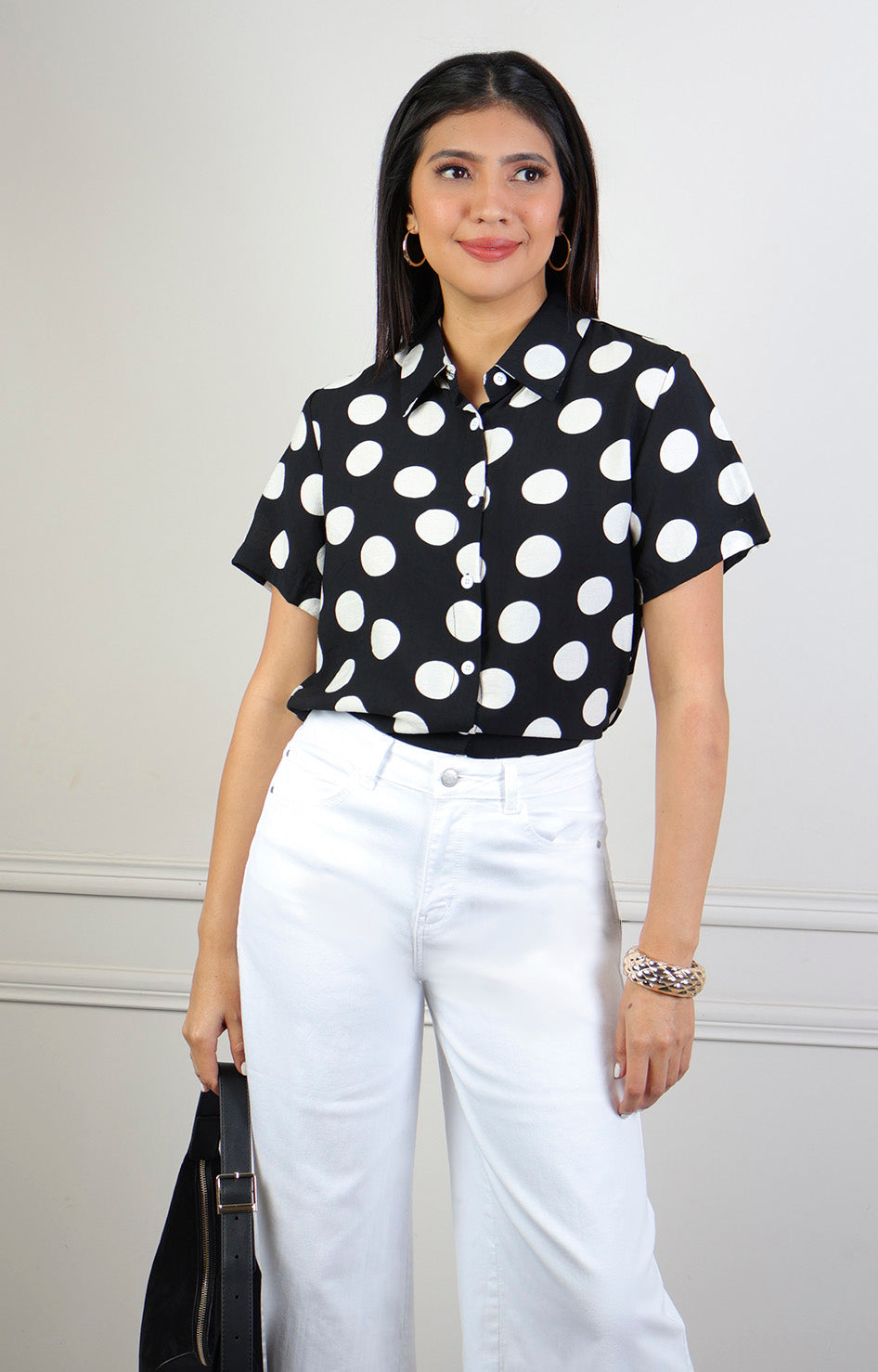 Blusa camisera de lunares con botones