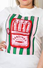 Blusa con estampado de lata de sardinas