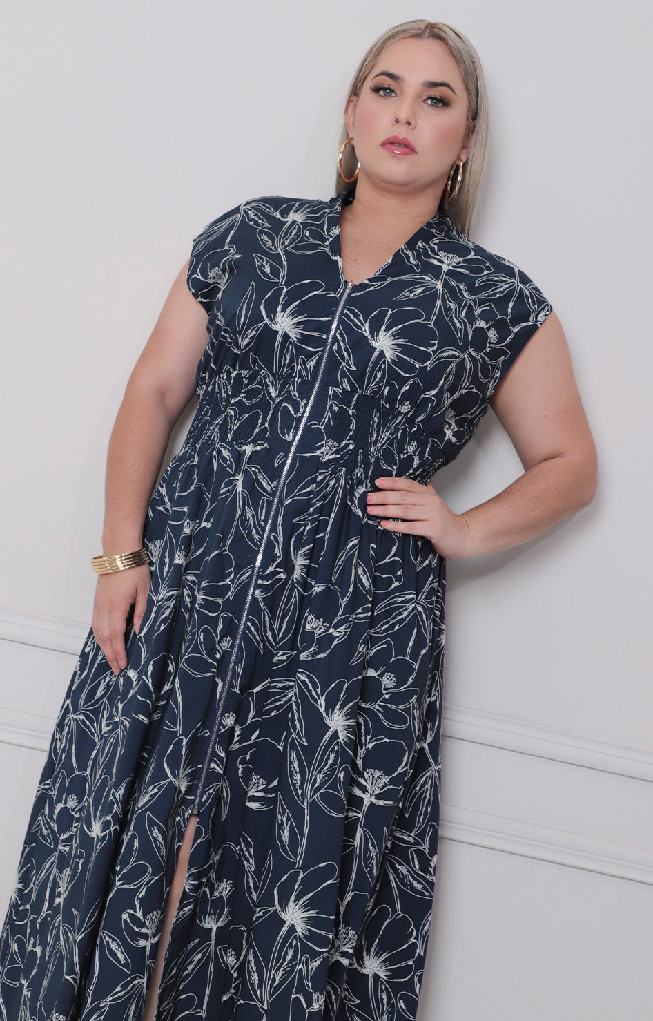 V*2-26*SHE+SKY*PST1239*AZUL MARINO ESTAMPADO - VESTIDO LARGO CURVY Boutiquemirel 