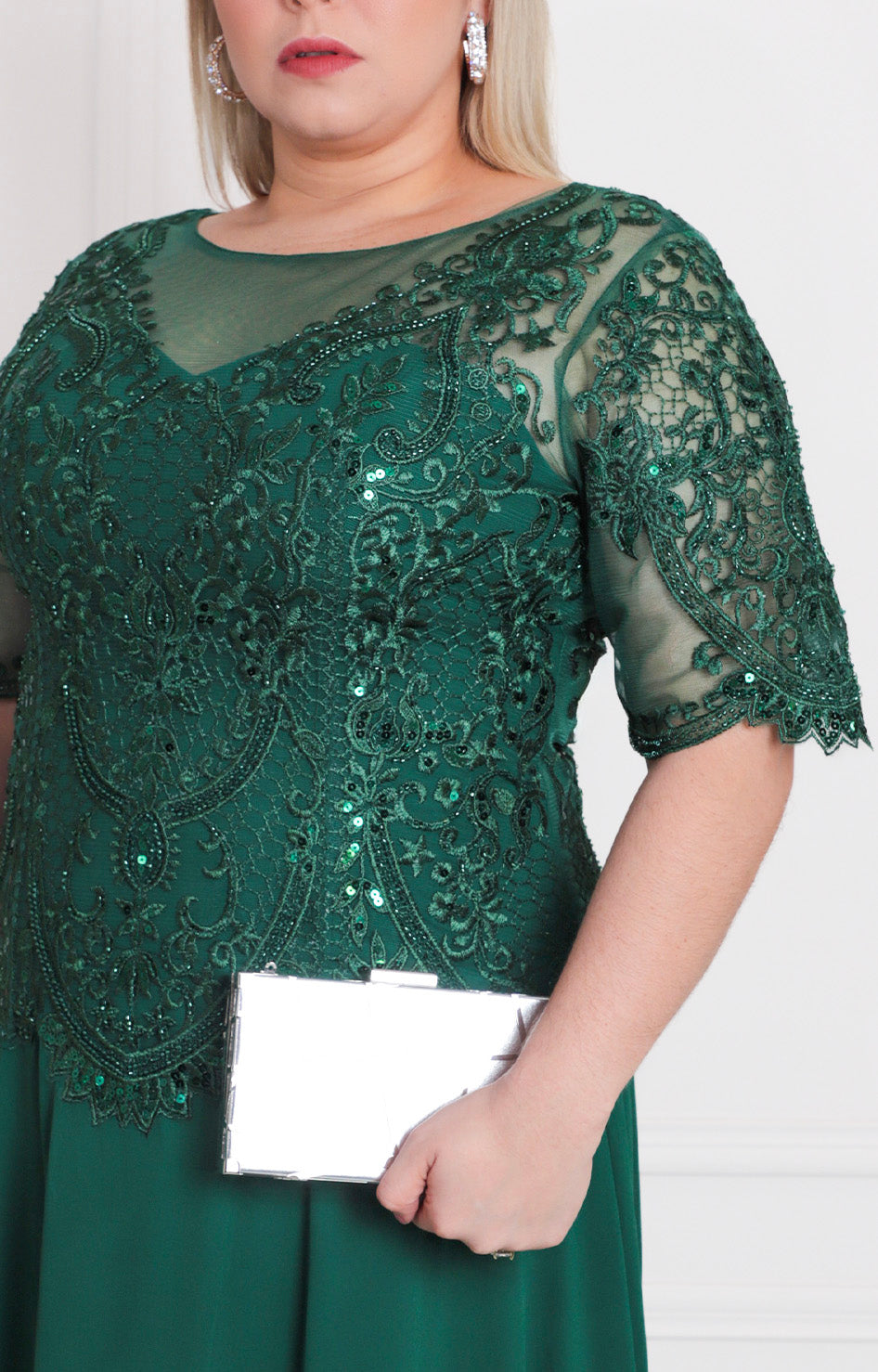 Vestido verde con aplicaciones - VESTIDO LARGO CURVY Boutiquemirel 
