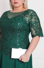Vestido verde con aplicaciones - VESTIDO LARGO CURVY Boutiquemirel 