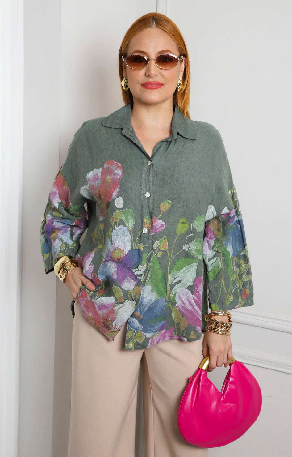 Blusa camisera con estampado floral