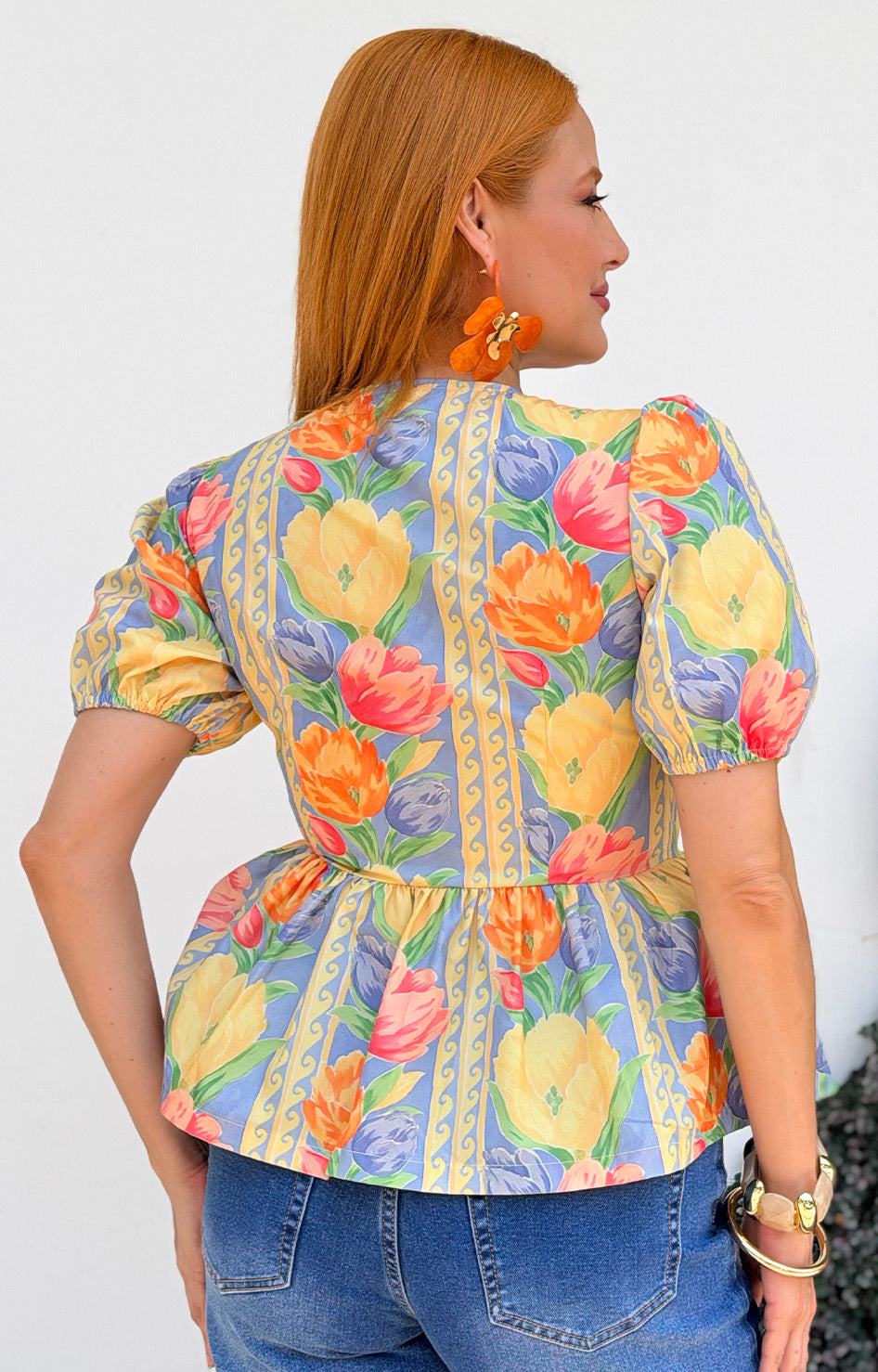 Blusa estampada con manga tipo globo - BLUSAS REGULAR Boutiquemirel 