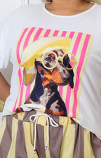 Blusa blanca con estampado de perrito