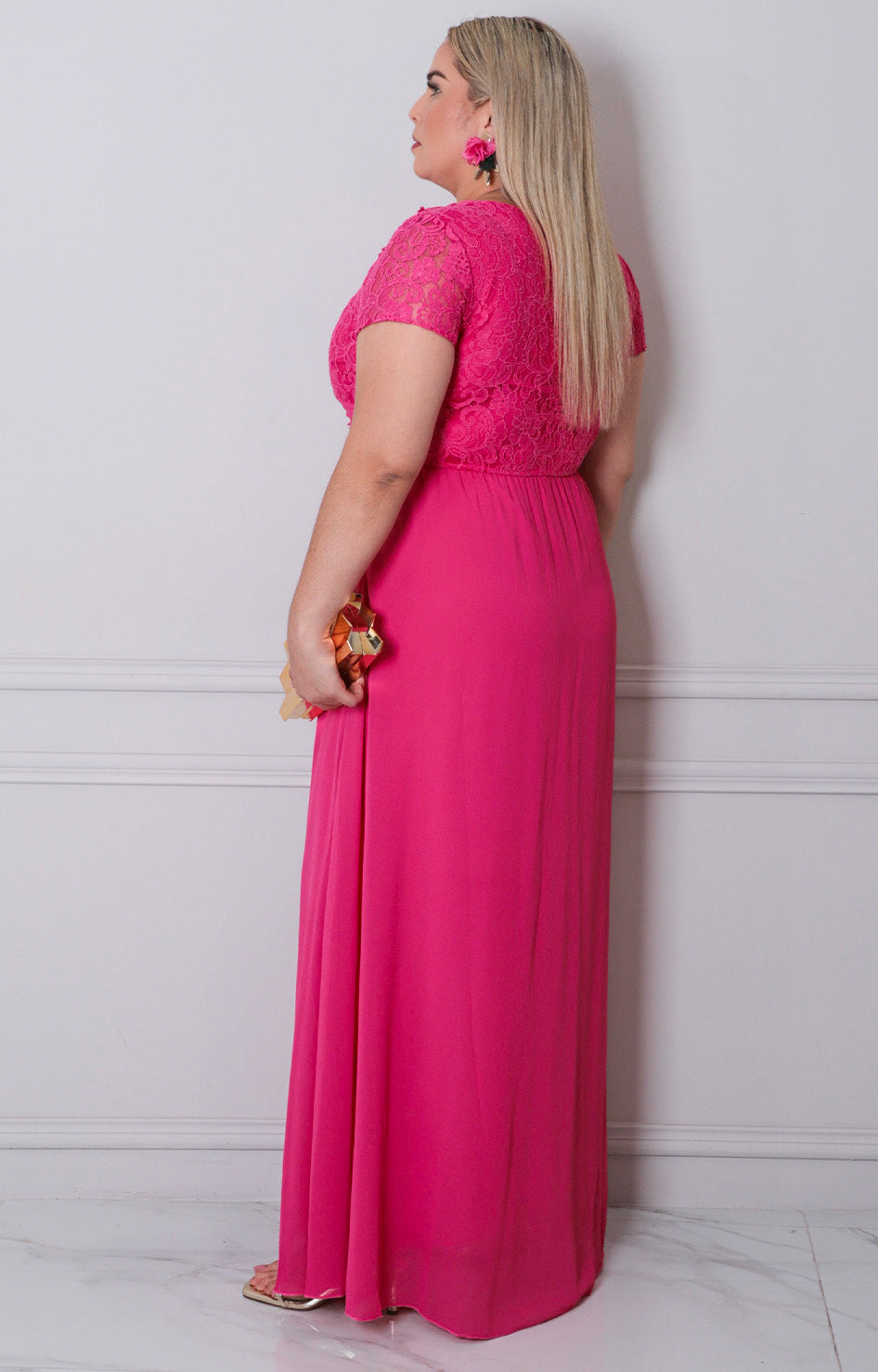 Vestido fucsia con encaje - VESTIDO CURVY Boutiquemirel 