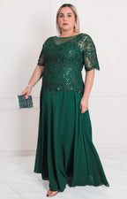 Vestido verde con aplicaciones - VESTIDO LARGO CURVY Boutiquemirel 