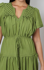 Vestido verde largo escote en V