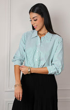 Blusa camisera de rayas con manga 3/4