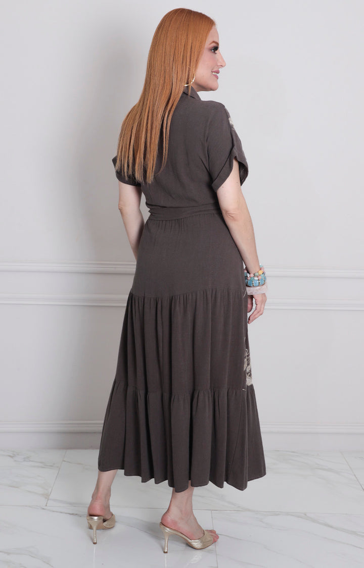 Vestido estampado con cinturòn - VESTIDO LARGO REGULAR Boutiquemirel 