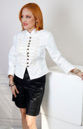 Saco blanco estilo militar con cordones