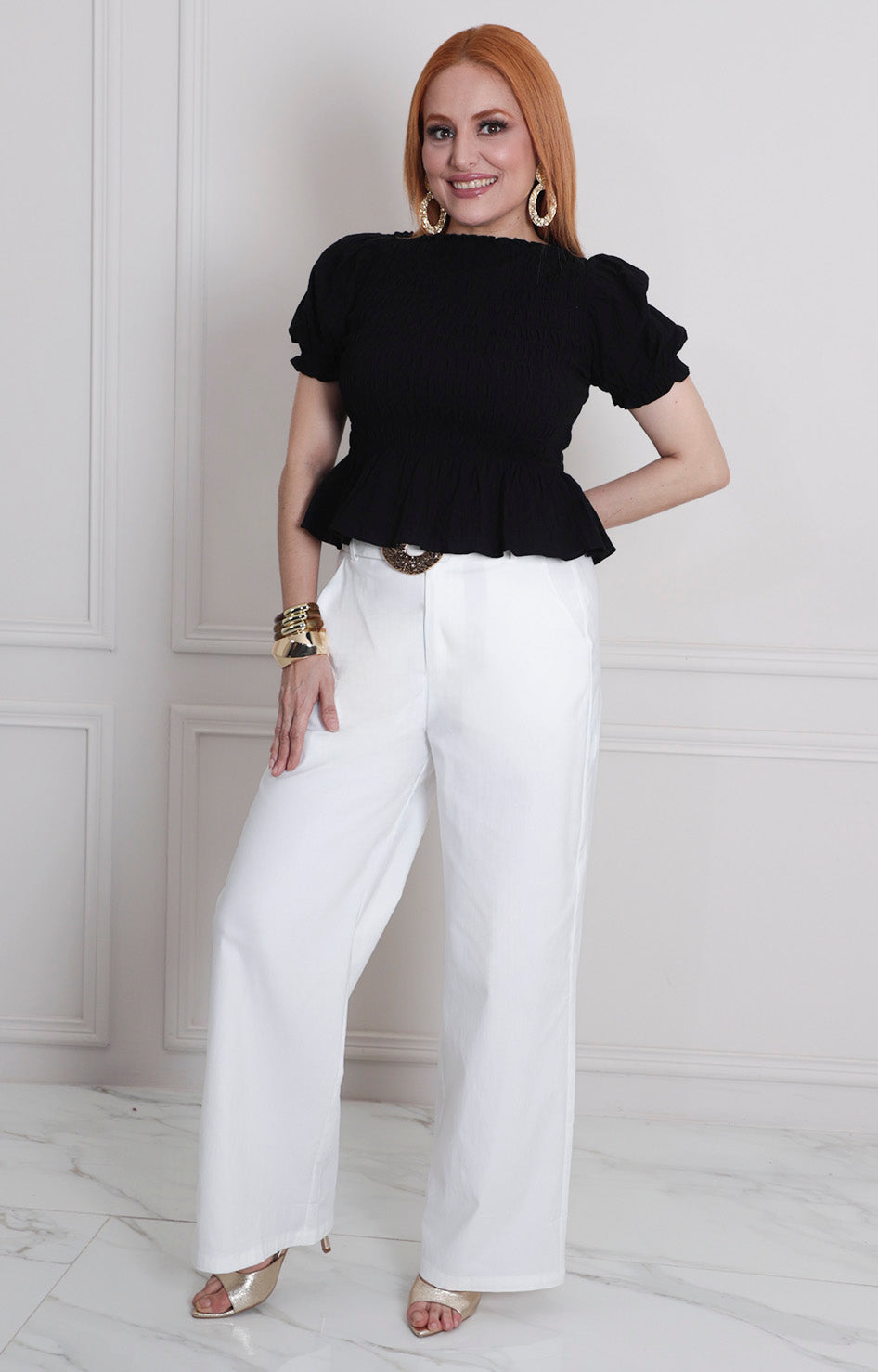 Pantalòn blanco con cinturón - PANTALON REGULAR Boutiquemirel 
