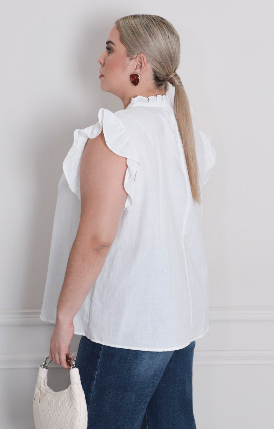 Blusa blanca con bordado - BLUSAS CURVY Boutiquemirel 