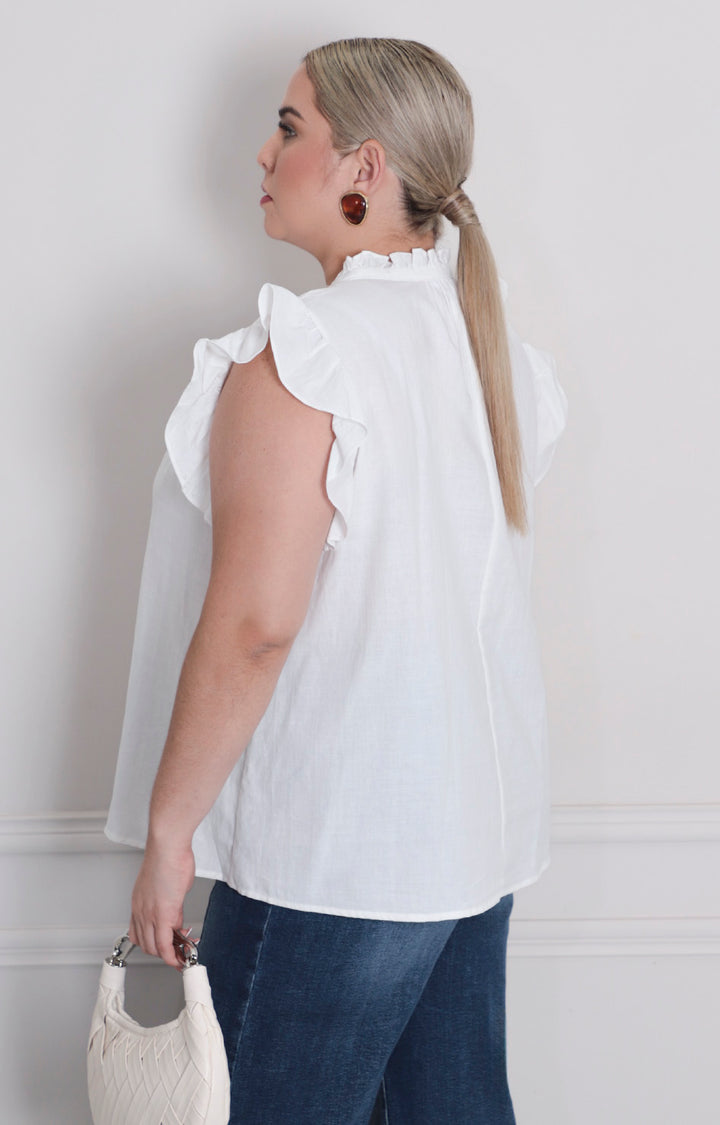 Blusa blanca con bordado - BLUSAS CURVY Boutiquemirel 