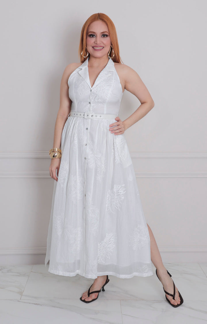 Vestido halter con cinturòn - VESTIDO LARGO REGULAR Boutiquemirel 