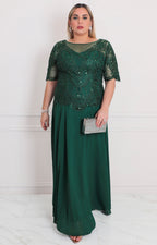 Vestido verde con aplicaciones - VESTIDO LARGO CURVY Boutiquemirel 