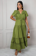 Vestido verde largo escote en V