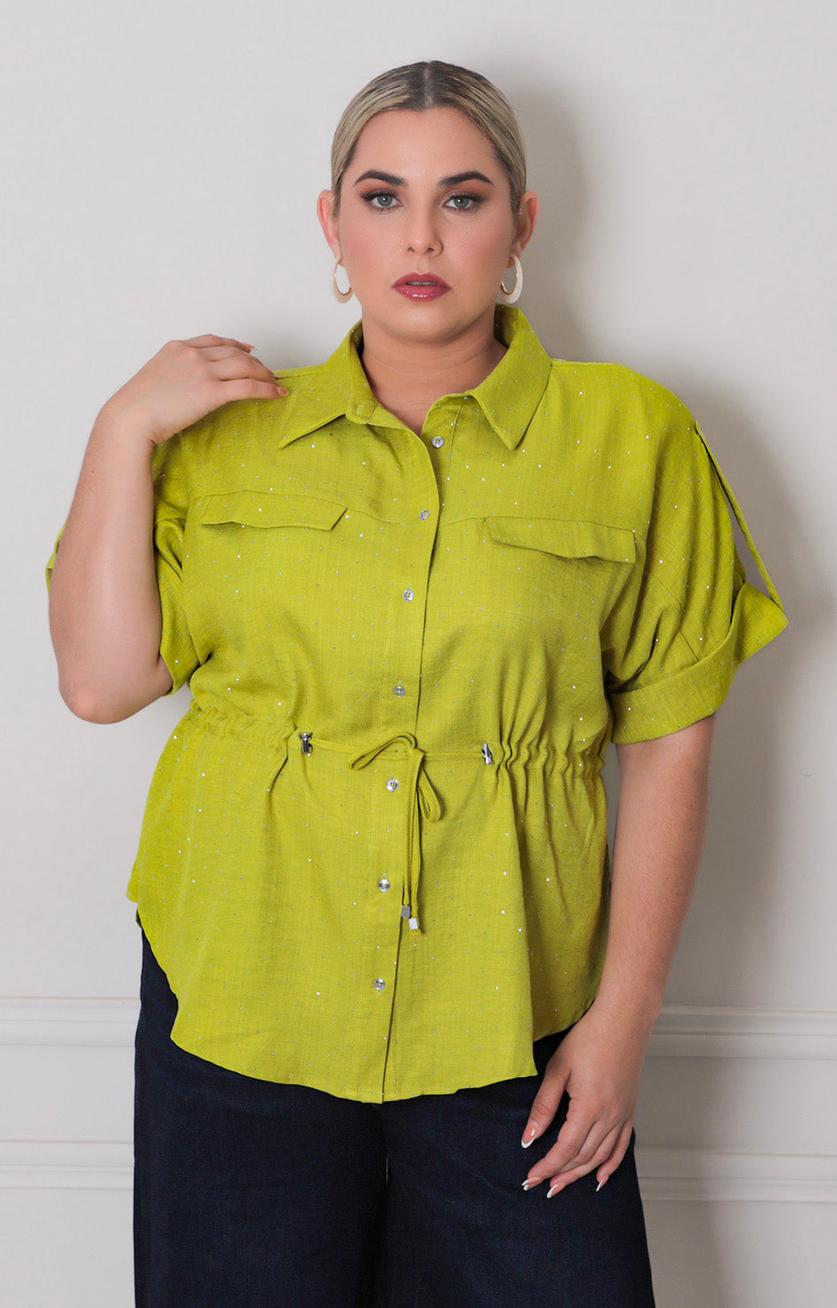 Blusa con brillos y lazo - BLUSAS CURVY Boutiquemirel 