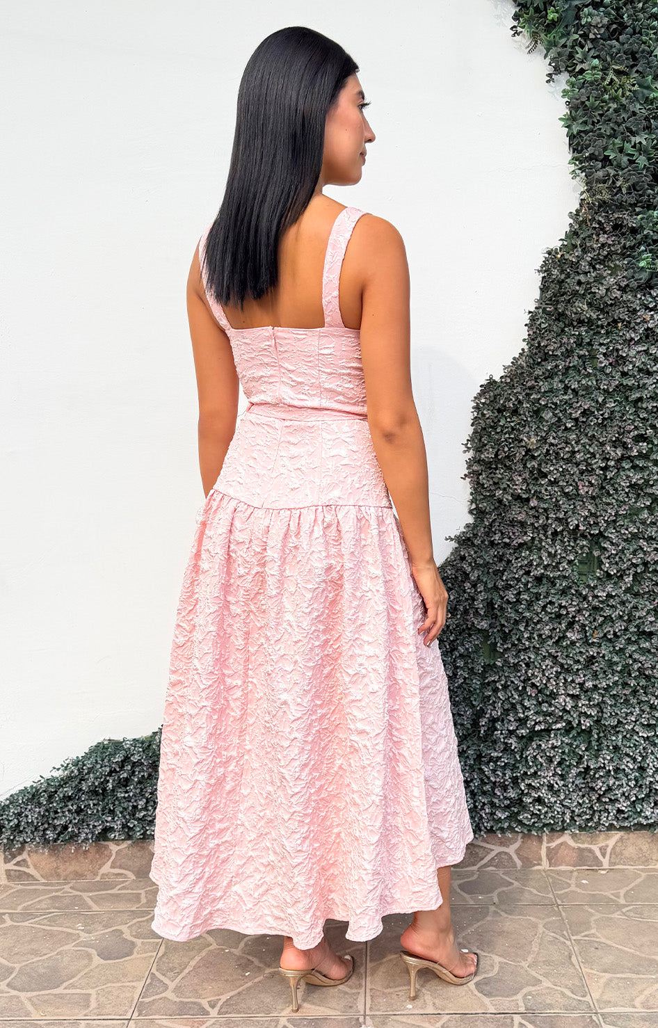 Vestido rosa con cinturón - VESTIDO LARGO REGULAR Boutiquemirel 