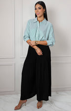 Blusa camisera de rayas con manga 3/4