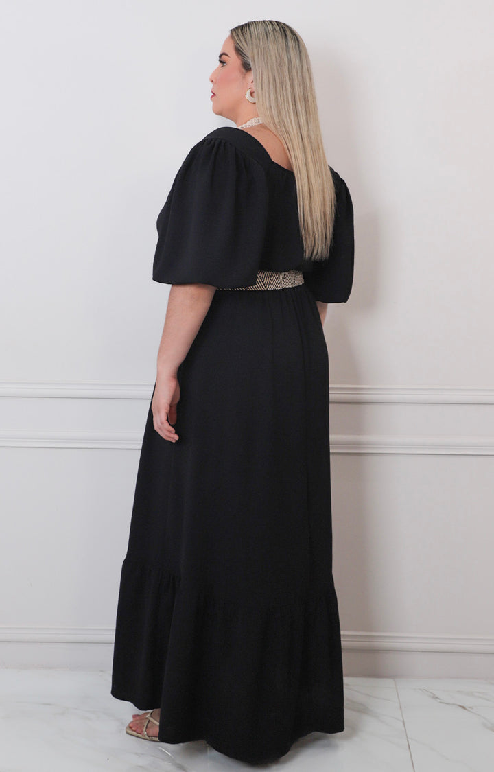 Vestido largo con cinturòn - VESTIDO LARGO CURVY Boutiquemirel 