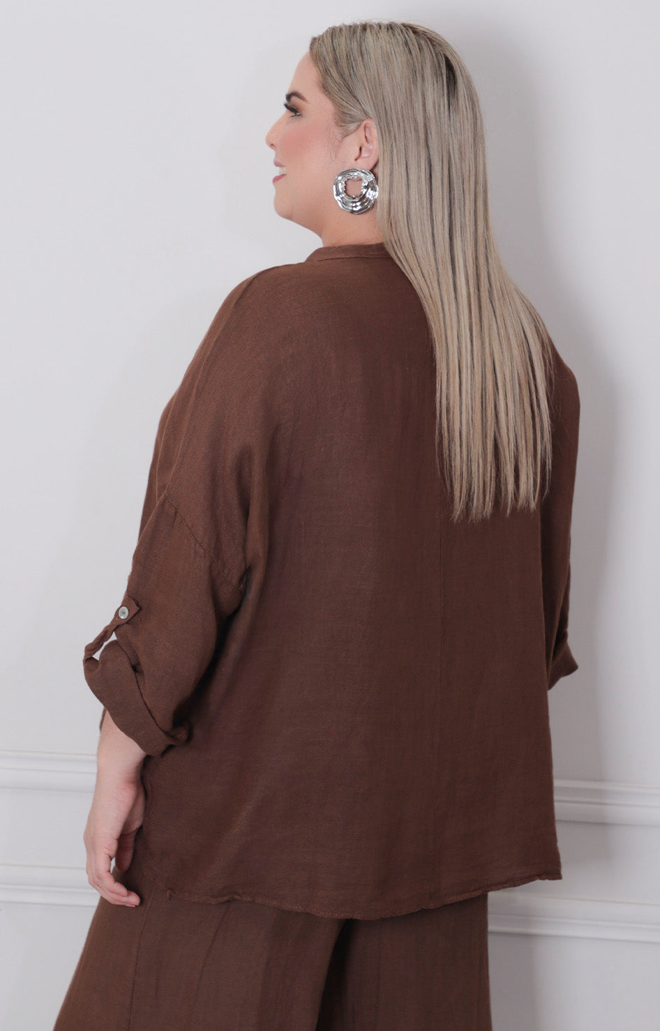 Blusa de lino café - BLUSA Boutiquemirel 