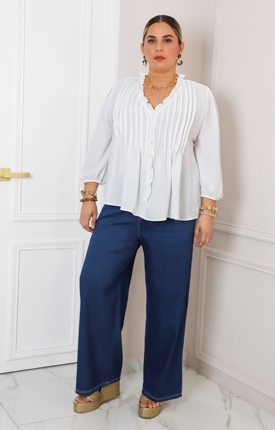 Blusa blanca manga larga