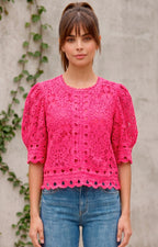 Blusa fucsia de guipur - BLUSAS REGULAR Boutiquemirel 
