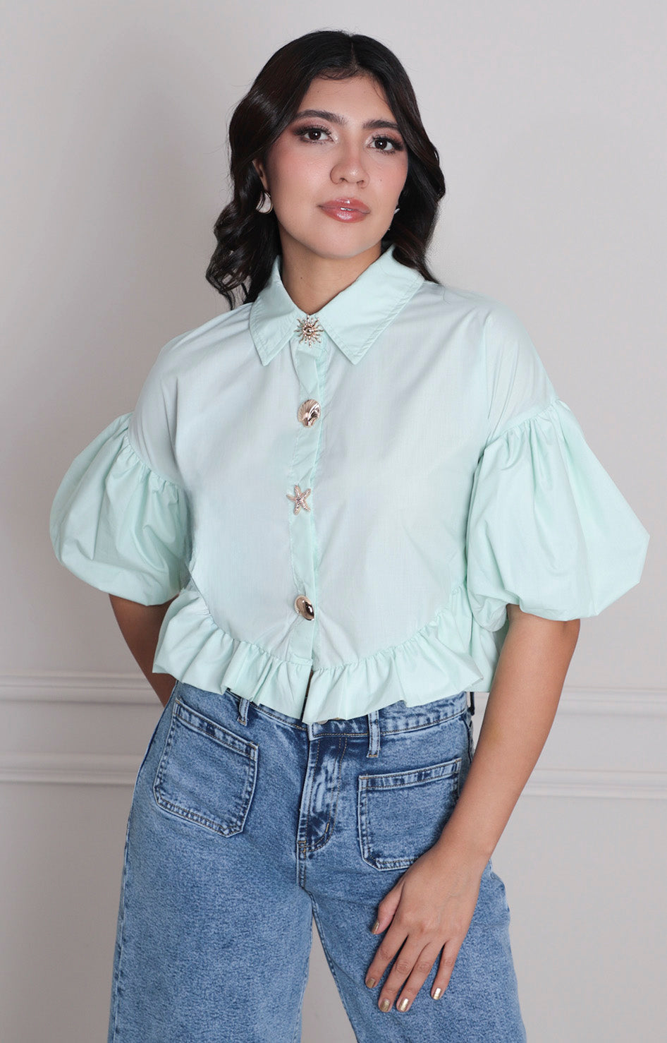 Blusa con manga globo - BLUSAS REGULAR Boutiquemirel 