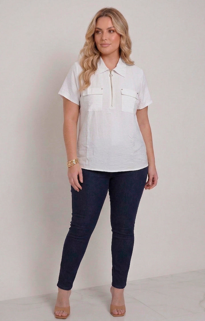 Blusa lisa con cierre - BLUSAS CURVY Boutiquemirel 