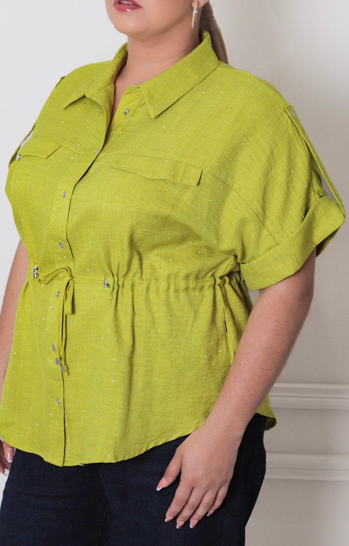 Blusa con brillos y lazo - BLUSAS CURVY Boutiquemirel 