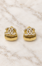 Aretes tipo huggie dorados con cristales