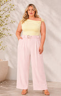 Pantalón liso con cinturón - PANTALON CURVY Boutiquemirel 