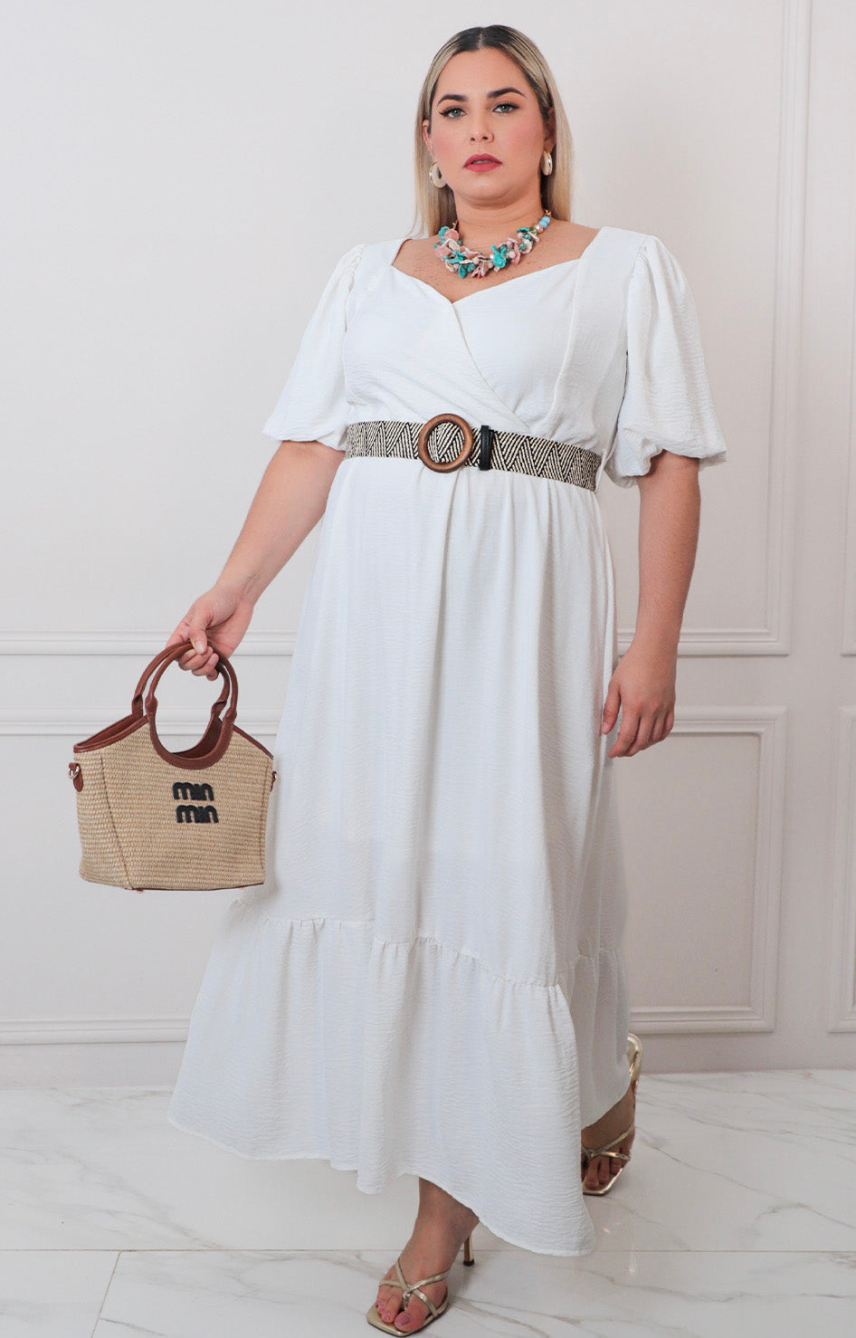 Vestido largo con cinturòn - VESTIDO LARGO CURVY Boutiquemirel 