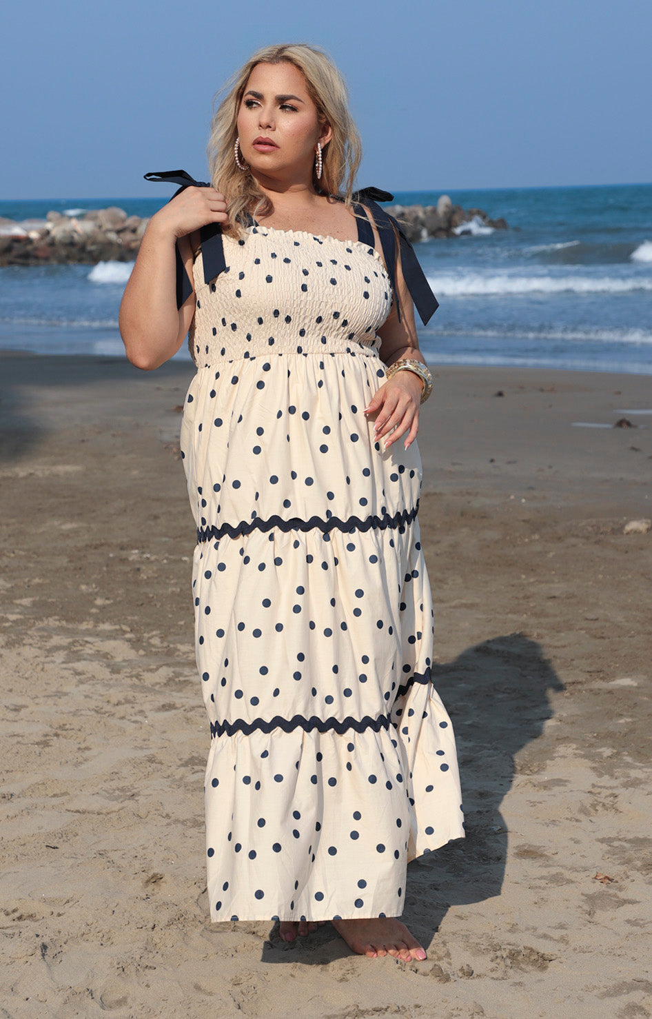 V*3-26*SHE+SKY*PSY8250*BEIGE ESTAMPADO - VESTIDO LARGO CURVY Boutiquemirel 