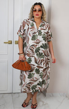 Vestido con estampado floral y escote en V