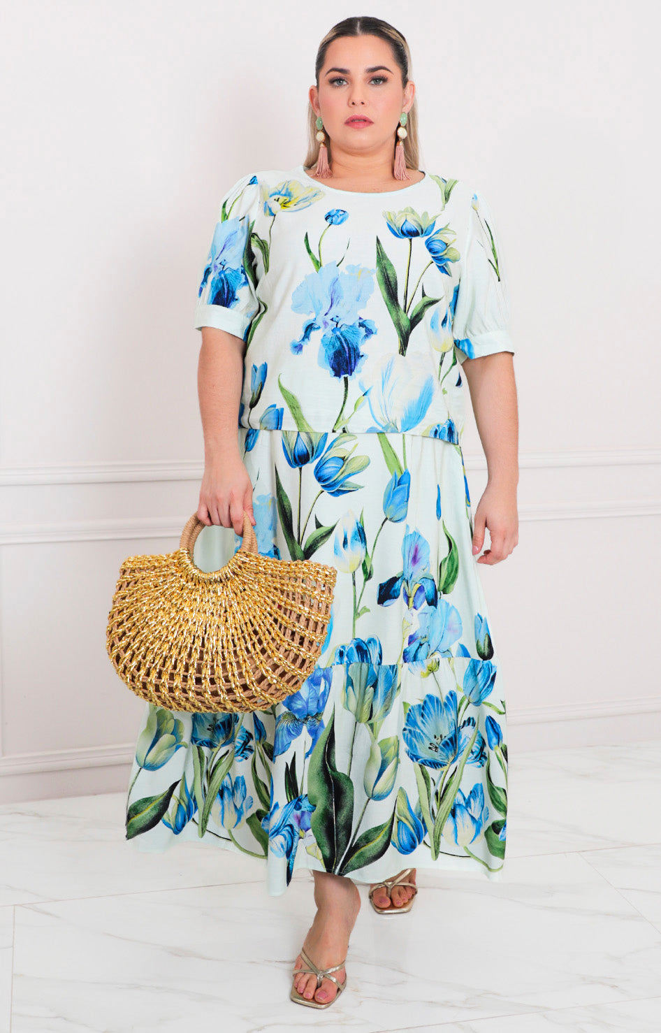Conjunto beige floral - CONJUNTO CURVY Boutiquemirel 