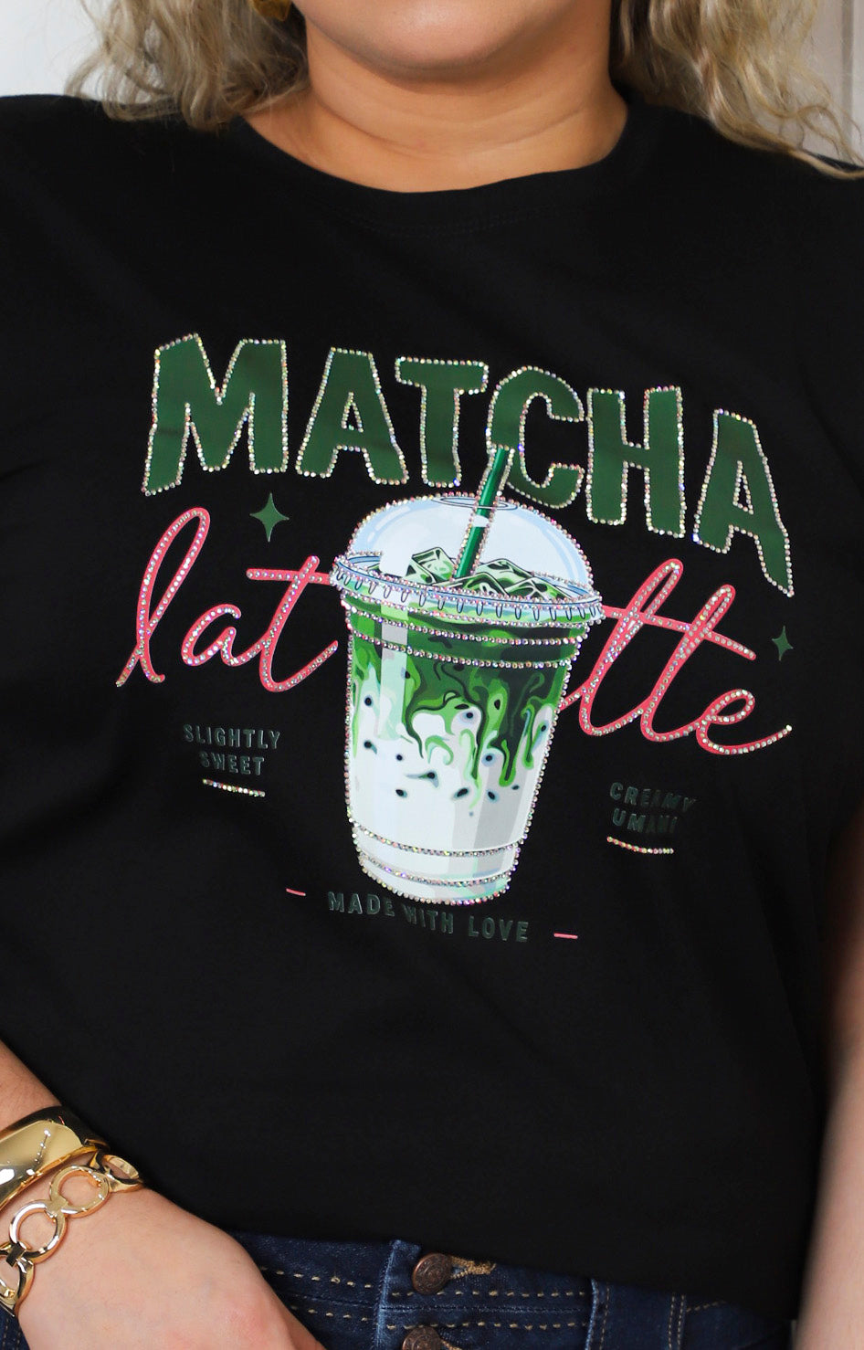 Blusa negra con estampado Matcha Latte